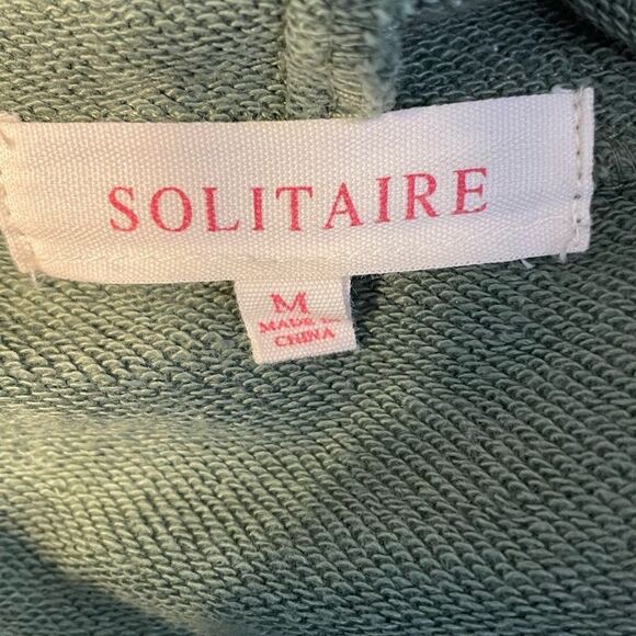 Solitaire Embroidered Full Zip Tunic Hooded Sweatshirt Green Size M - Picture 7 of 9